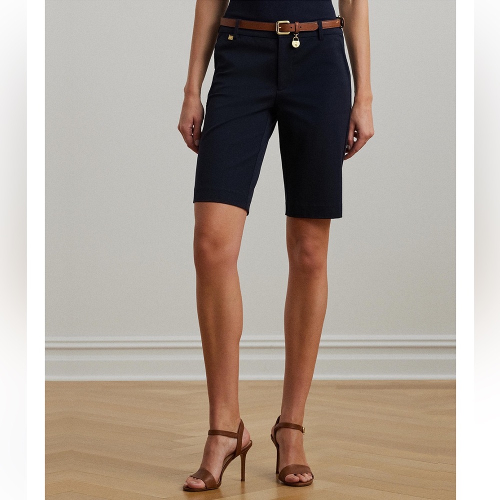 NEW Lauren Ralph Lauren Navy Blue Bermuda Shorts Plus Size 20W NWT Gold Hardware